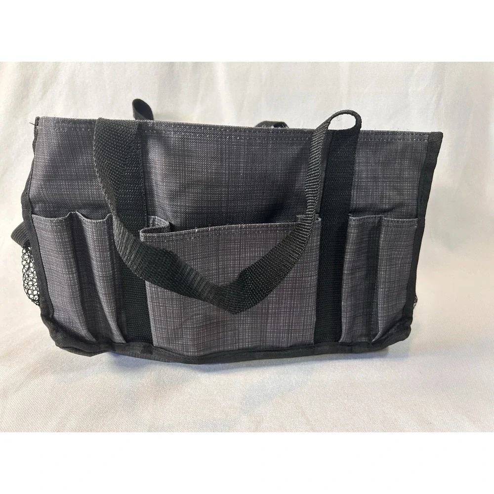Thirty-One Zip Top Organizing Utility Tote Charcoal Crosshatch Organize